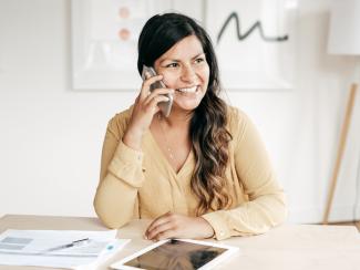 Lady talking over phone